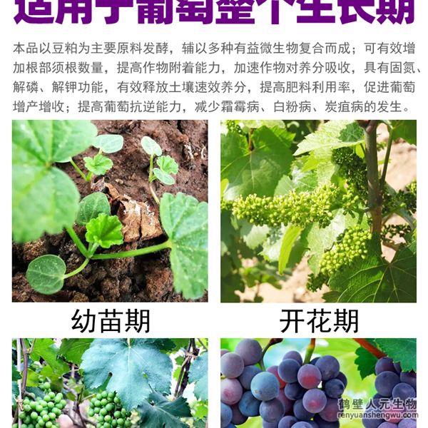 多氨豆粕菌肥系列葡萄專用肥適用范圍：適用于葡萄全生長期。